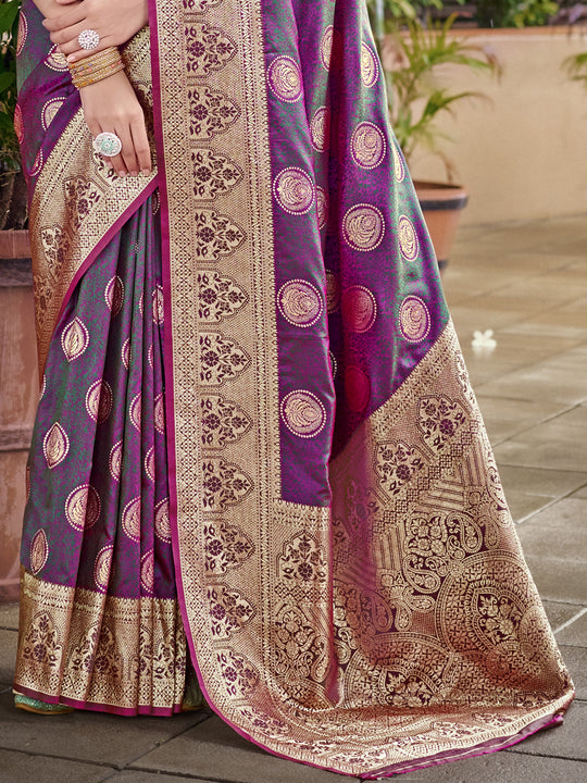 Purple Silk Saree With Blouse Piece