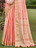 Pink Cotton Saree With Blouse Piece