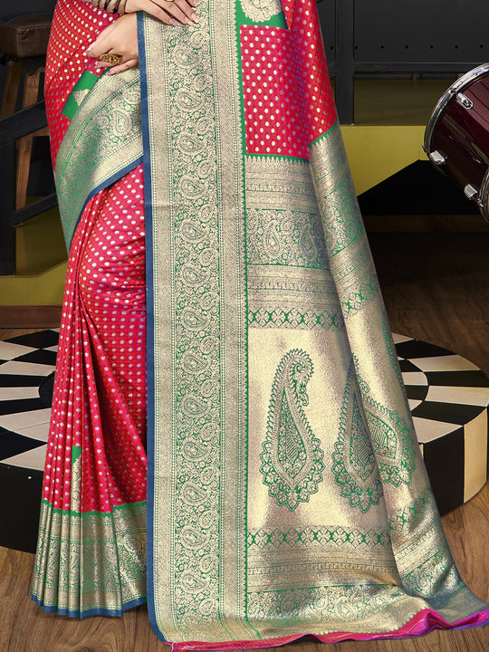 Pink Silk Saree With Blouse Piece