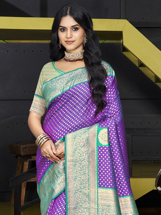 Purple Silk Saree With Blouse Piece