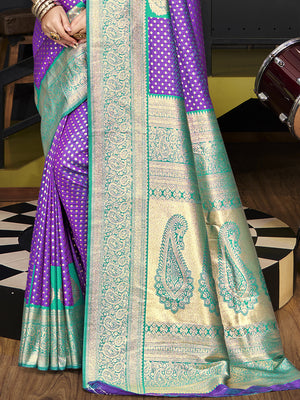 Purple Silk Saree With Blouse Piece