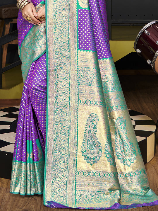 Purple Silk Saree With Blouse Piece