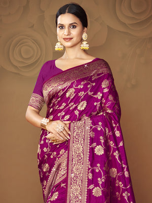 Purple Silk Saree With Blouse Piece