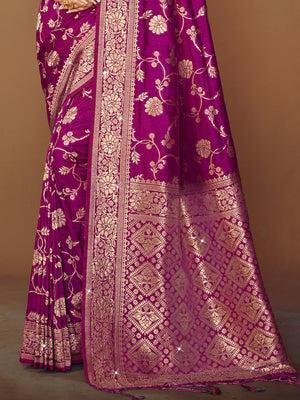 Purple Silk Saree With Blouse Piece