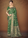 Green Silk Saree With Blouse Piece
