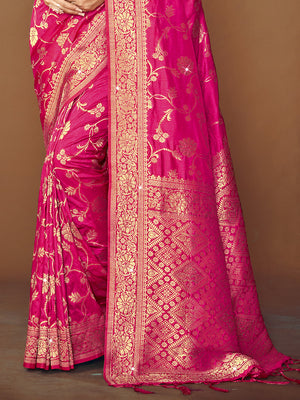 Pink Silk Saree With Blouse Piece