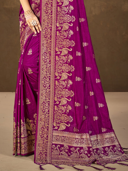 Purple Silk Saree With Blouse Piece
