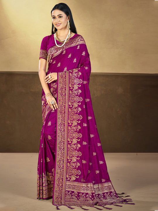 Purple Silk Saree With Blouse Piece