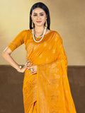 Orange Silk Saree With Blouse Piece