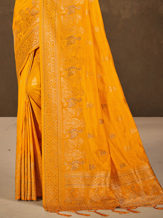 Orange Silk Saree With Blouse Piece