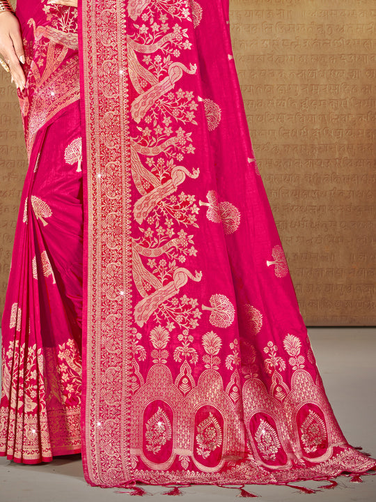 Pink Silk Saree With Blouse Piece