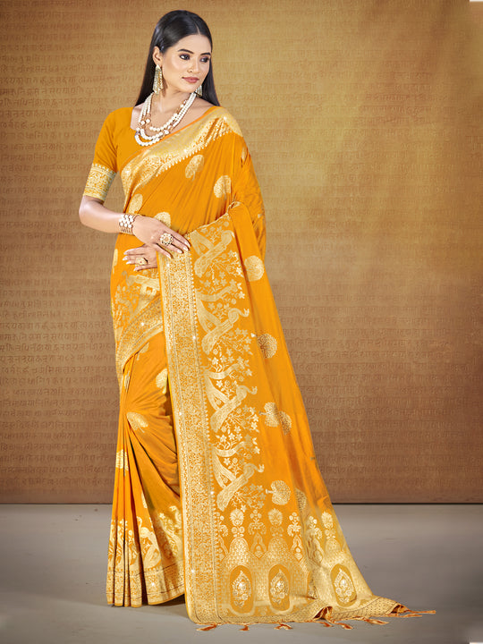 Mustard Silk Saree With Blouse Piece