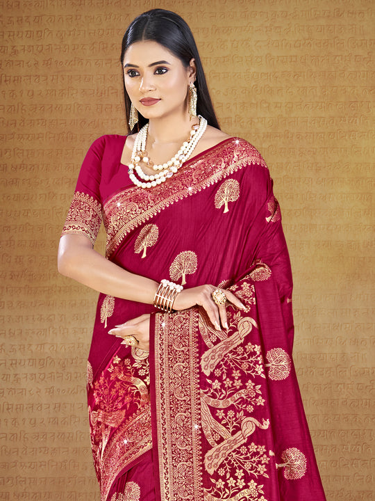 Purple Silk Saree With Blouse Piece