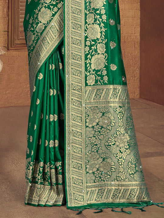 Green Silk Saree With Blouse Piece