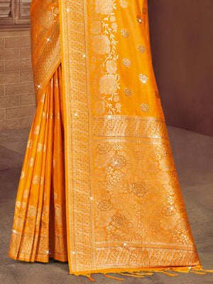Yellow Silk Saree With Blouse Piece