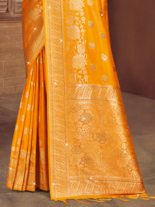 Yellow Silk Saree With Blouse Piece
