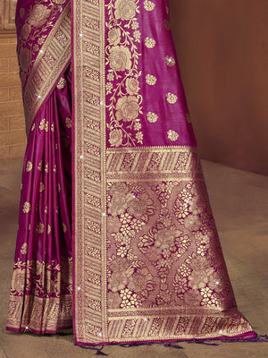Purple Silk Saree With Blouse Piece