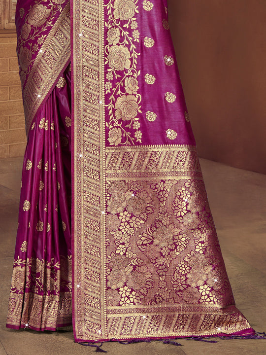 Purple Silk Saree With Blouse Piece