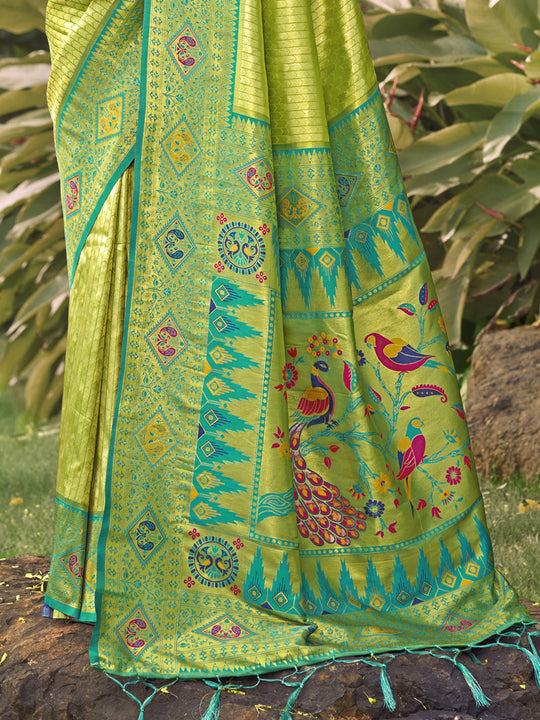 Sea Green Silk Saree With Blouse Piece