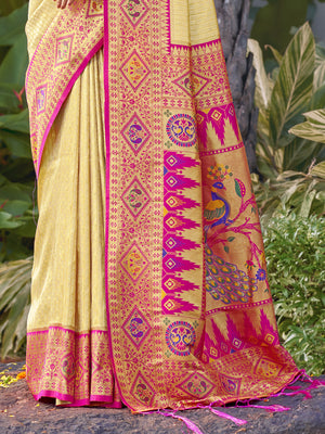 Cream Silk Saree With Blouse Piece