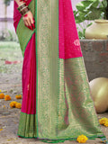 Pink Silk Saree With Blouse Piece