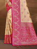 Beige Silk Saree With Blouse Piece