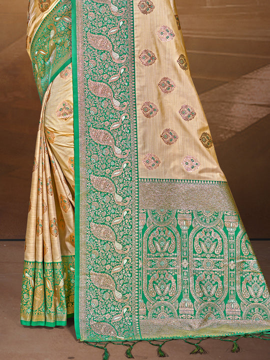 Beige Silk Saree With Blouse Piece