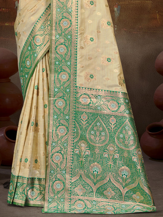 Beige Silk Saree With Blouse Piece