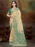 Beige Silk Saree With Blouse Piece
