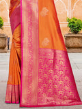 Orange Silk Saree With Blouse Piece