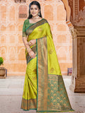 Green Silk Saree With Blouse Piece