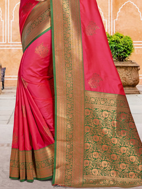 Pink Silk Saree With Blouse Piece