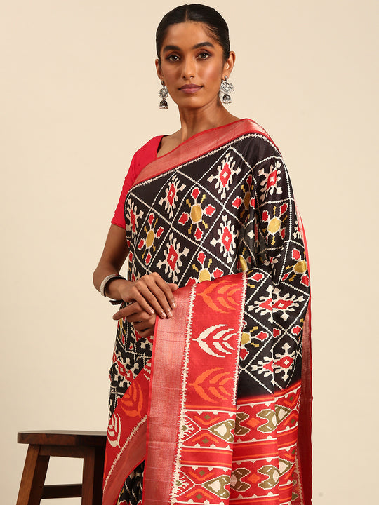 Multi Color Cotton Digital Print Saree With Blouse Piece