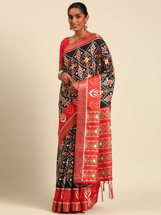 Multi Color Cotton Digital Print Saree With Blouse Piece