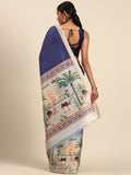 Blue Cotton Saree With Blouse Piece