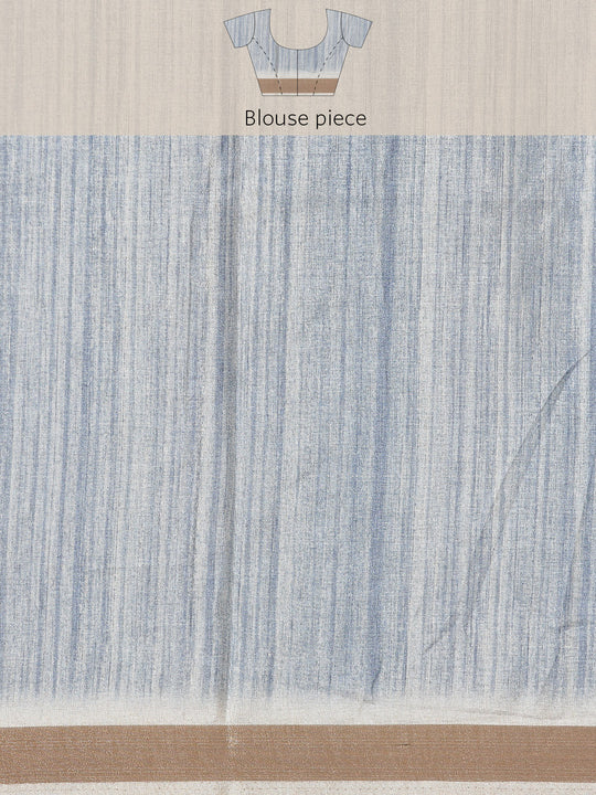 Blue Cotton Saree With Blouse Piece