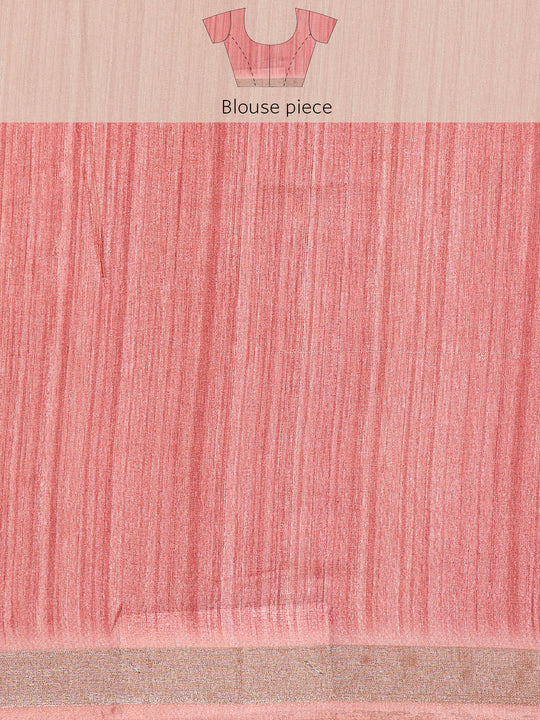 Pink Cotton Saree With Blouse Piece