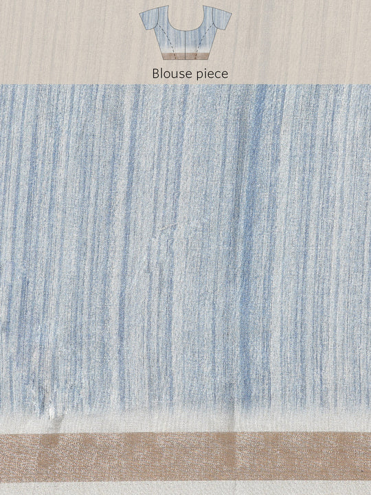 Blue Cotton Saree With Blouse Piece