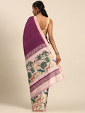 Purple Cotton Saree With Blouse Piece