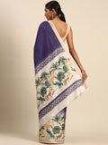 Blue Cotton Saree With Blouse Piece