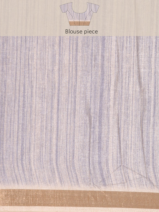 Blue Cotton Saree With Blouse Piece