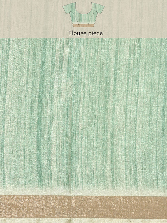 Green Cotton Saree With Blouse Piece