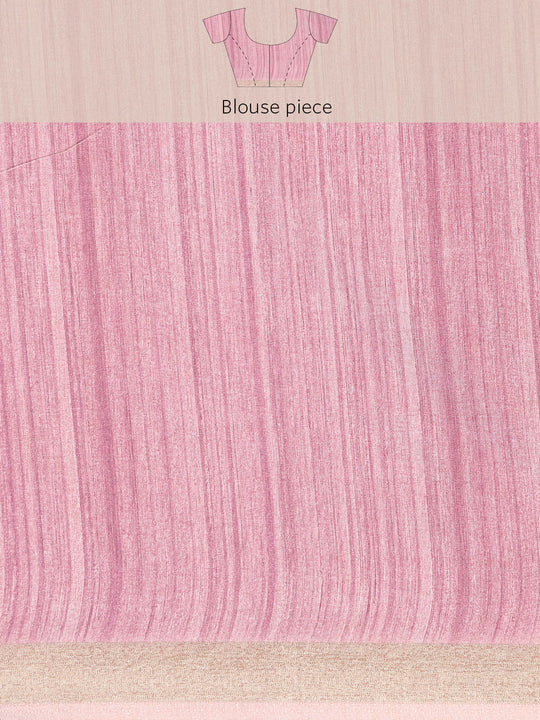 Pink Cotton Saree With Blouse Piece