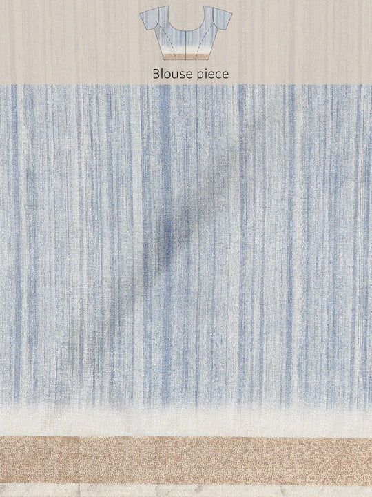 Navy Blue Cotton Saree With Blouse Piece