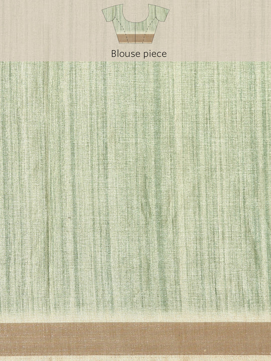 Green Cotton Saree With Blouse Piece