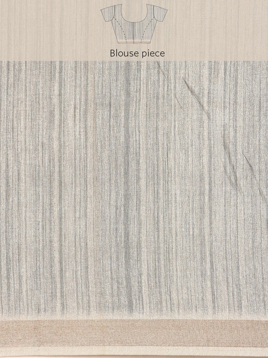 Grey Cotton Saree With Blouse Piece