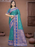 Blue Silk Saree With Blouse Piece