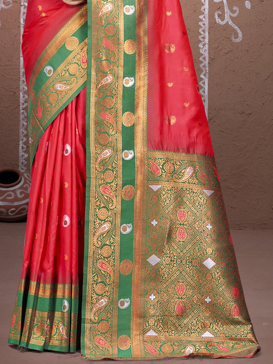 Pink Silk Saree With Blouse Piece