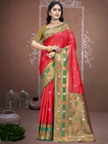 Pink Silk Saree With Blouse Piece