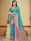 Blue Silk Saree With Blouse Piece